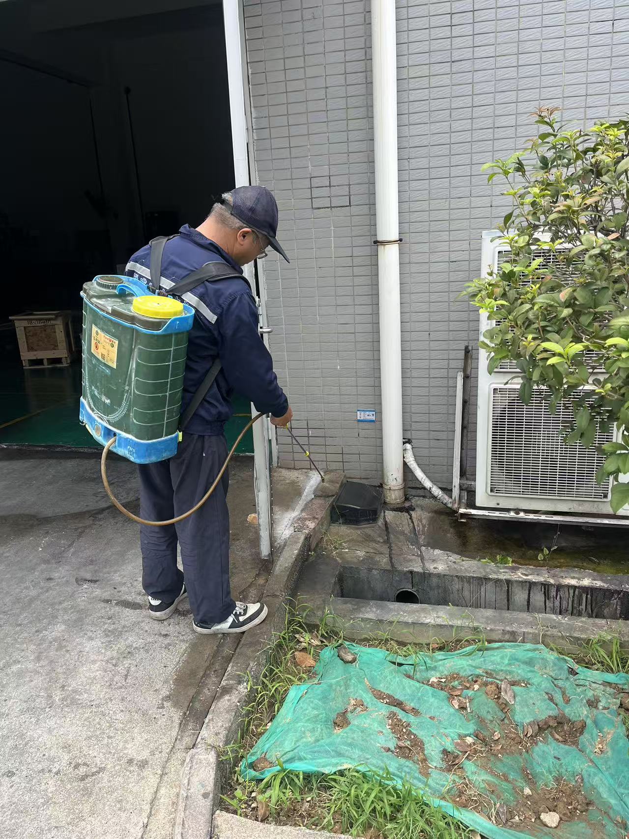 户外园区外墙消杀作业